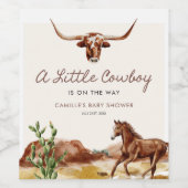 小さなカウボーイが赤ちゃんシャワーを浴びる ワインラベル (シングルラベル)