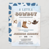 小さなカウボーイが赤ちゃんシャワーを浴びる 招待状 (正面/裏面)