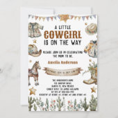 小さなカウボーイが赤ちゃんシャワー素朴を浴びる 招待状 (正面)