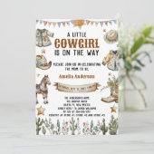 小さなカウボーイが赤ちゃんシャワー素朴を浴びる 招待状 (スタンド正面)