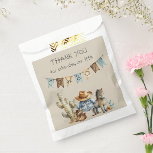 小さなカウボーイが赤ん坊のシャワーを浴びる フェイバーバッグ (封をした状態)