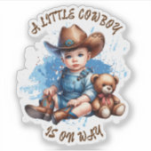 小さなカウボーイが途中だ | 赤ちゃんシャワー シール (正面)