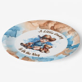 小さなカウボーイが途中だ | 赤ちゃんシャワー ペーパープレート (アングル)