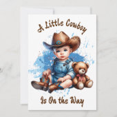 小さなカウボーイが途中だ | 赤ちゃんシャワー 招待状 (正面)