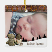 小さなカウボーイとテディベアカントリークリスマス セラミックオーナメント (正面)