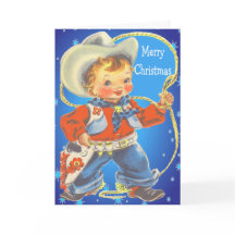 小さなカウボーイとロープで陽気なクリスマス