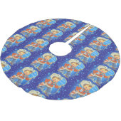 小さなカウボーイとロープで陽気なクリスマス ブラッシュドポリエステルツリースカート (アングル)