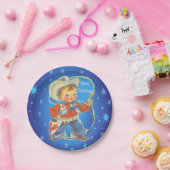 小さなカウボーイとロープで陽気なクリスマス ペーパープレート (パーティー)