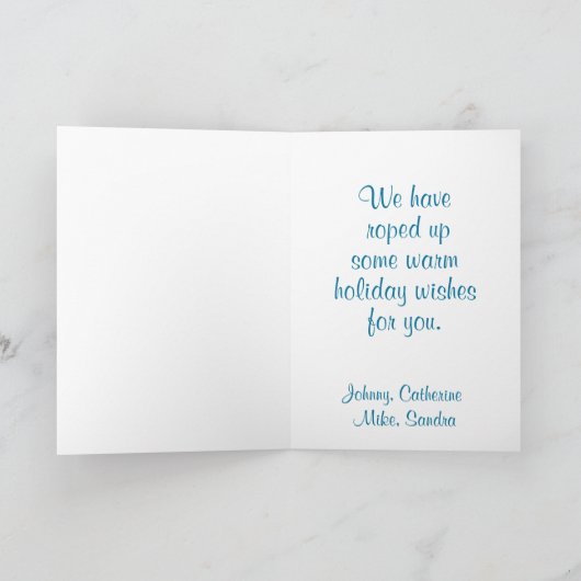 小さなカウボーイとロープ灯馬女性のカーボーイ シーズンカード (内部)