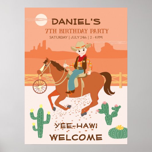 小さなカウボーイと馬の誕生日パーティー ポスター (正面)