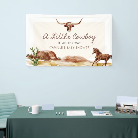小さなカウボーイのウェスタンベイビーシャワー 横断幕 (トレードショー)
