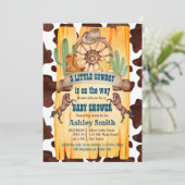 小さなカウボーイのロデオ馬の西ベビーシャワー 招待状 (スタンド正面)