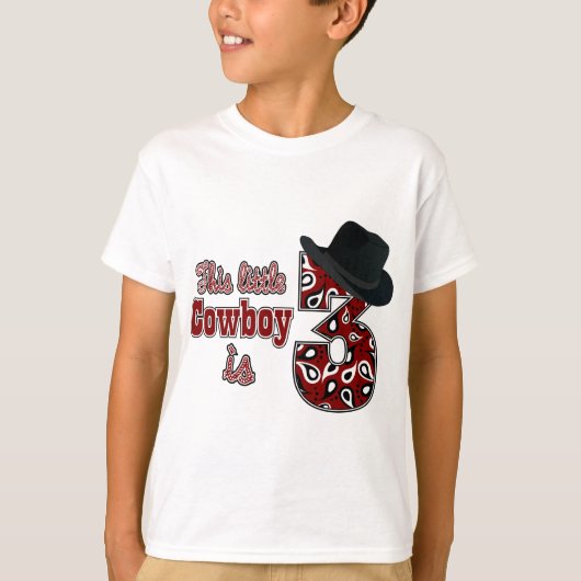 小さなカウボーイの三歳の誕生日 Tシャツ (正面)