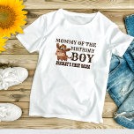 小さなカウボーイの最初のロデパーソナライズされたオ名 Tシャツ<br><div class="desc">小さなカウボーイ最初のロデパーソナライズされたオは、Tシャツに一致する家族の名前。</div>