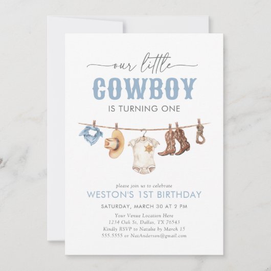 小さなカウボーイの誕生日 招待状 (正面)