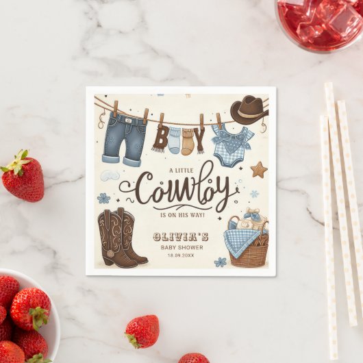 小さなカウボーイの赤ちゃんシャワーナプキンス スタンダードカクテルナプキン (インサイチュ)