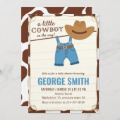 小さなカウボーイの赤ちゃんシャワーパーティー 招待状 (正面/裏面)