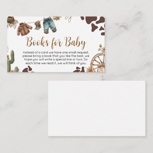 小さなカウボーイの赤ちゃんシャワーベビー エンクロージャーカード (正面/裏面)