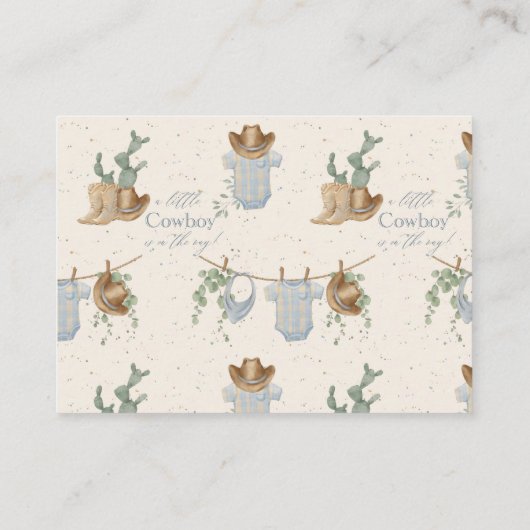 小さなカウボーイの赤ちゃんシャワーベビー エンクロージャーカード (裏面)