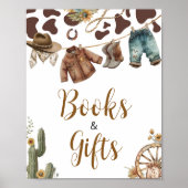 小さなカウボーイの赤ちゃんシャワー本と贈り物 ポスター (正面)