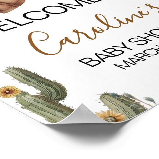 小さなカウボーイの赤ちゃんシャワー歓迎サイン ポスター (角)