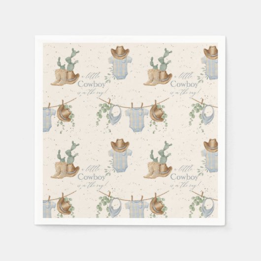 小さなカウボーイの赤ちゃんシャワー スタンダードカクテルナプキン (正面)