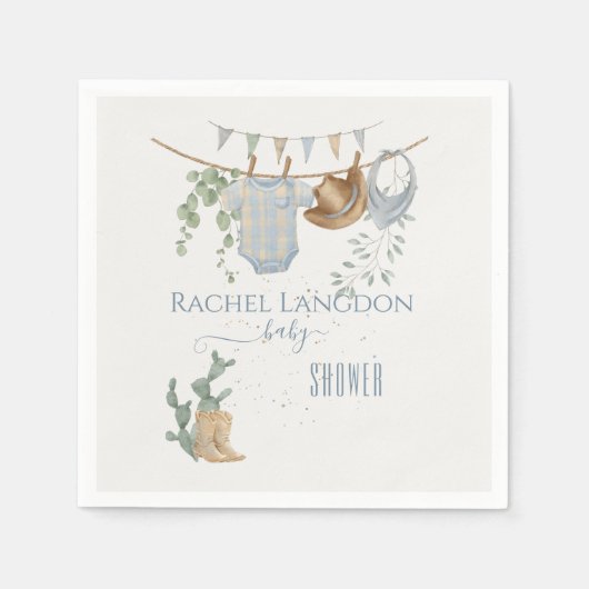 小さなカウボーイの赤ちゃんシャワー スタンダードカクテルナプキン (正面)