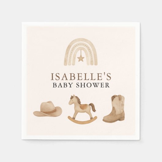 小さなカウボーイの赤ちゃんシャワー スタンダードカクテルナプキン (正面)