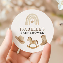 小さなカウボーイの赤ちゃんシャワー ラウンドシール