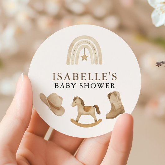 小さなカウボーイの赤ちゃんシャワー ラウンドシール