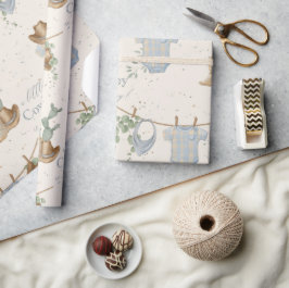 小さなカウボーイの赤ちゃんシャワー ラッピングペーパー