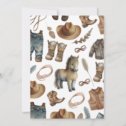 小さなカウボーイの赤ちゃんシャワー 招待状 (裏面)