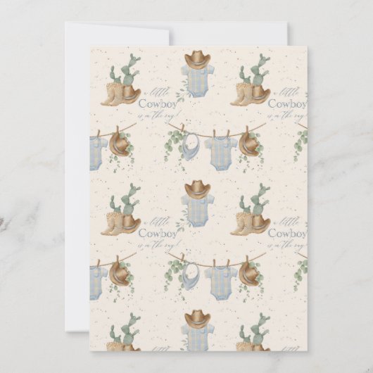 小さなカウボーイの赤ちゃんシャワー 招待状 (裏面)