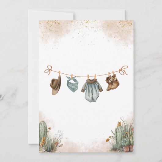 小さなカウボーイの赤ちゃんシャワー 招待状 (裏面)