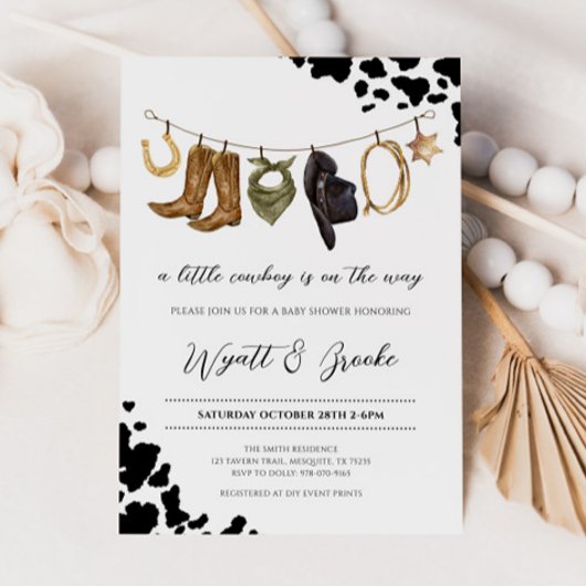 小さなカウボーイの赤ちゃんシャワー 招待状