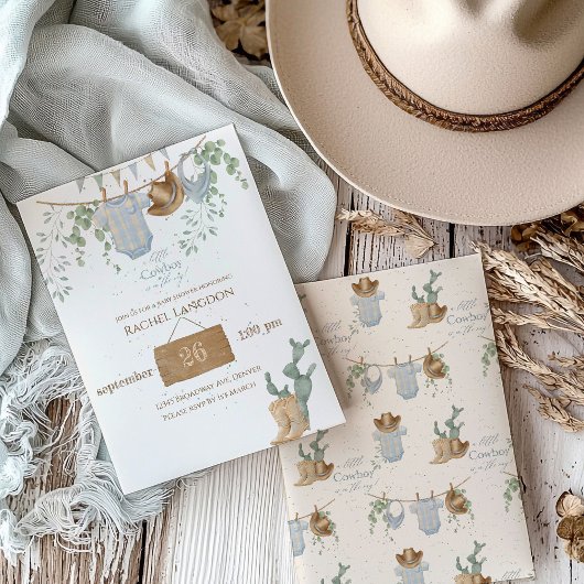 小さなカウボーイの赤ちゃんシャワー 招待状