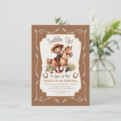 小さなカウボーイの馬の誕生日パーティー 招待状 (スタンド正面)