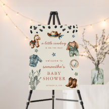 小さなカウボーイは男の子のシャワー歓迎の途中にある