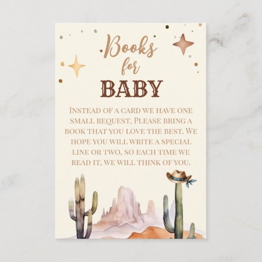 小さなカウボーイウェスタンの少年の本ベビー エンクロージャーカード (正面)