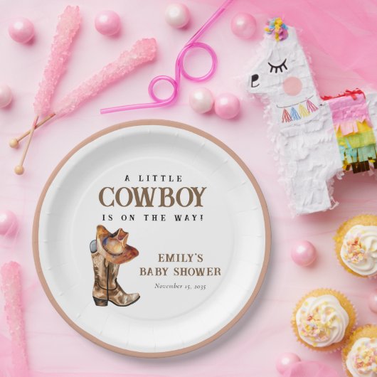 小さなカウボーイウェスタンの赤ちゃんシャワー ペーパープレート (パーティー)