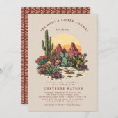 小さなカウボーイウェスタンの赤ちゃんシャワー 招待状 (正面/裏面)