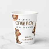 小さなカウボーイウェスタンの赤ちゃんシャワー 紙コップ (裏面)