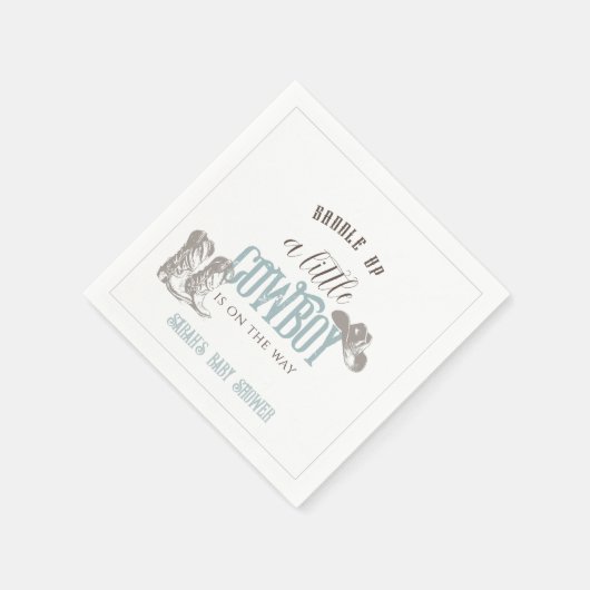 小さなカウボーイウェスタンブルーボーイベビーシャワー スタンダードカクテルナプキン (角)