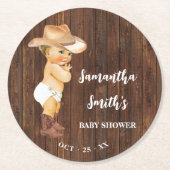 小さなカウボーイウェスタンベビーシャワー ラウンドペーパーコースター (正面)