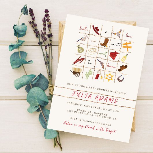 小さなカウボーイウェスタンロデオビンゴベビーシャワー 招待状