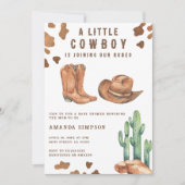小さなカウボーイウェスタンロデオ赤ちゃんシャワー 招待状 (正面)
