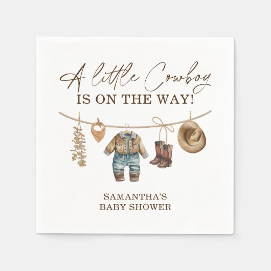 小さなカウボーイウェスタンワイルドウェストRodeo赤ちゃんシャワー スタンダードカクテルナプキン (正面)