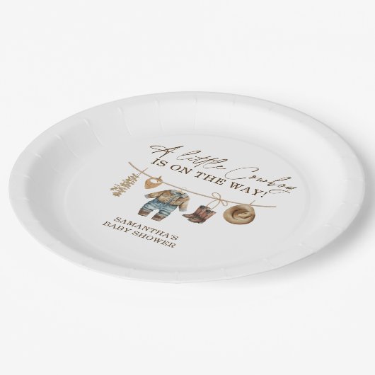 小さなカウボーイウェスタンワイルドウェストRodeo赤ちゃんシャワー ペーパープレート (アングル)