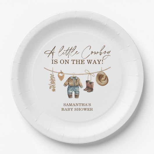 小さなカウボーイウェスタンワイルドウェストRodeo赤ちゃんシャワー ペーパープレート (正面)