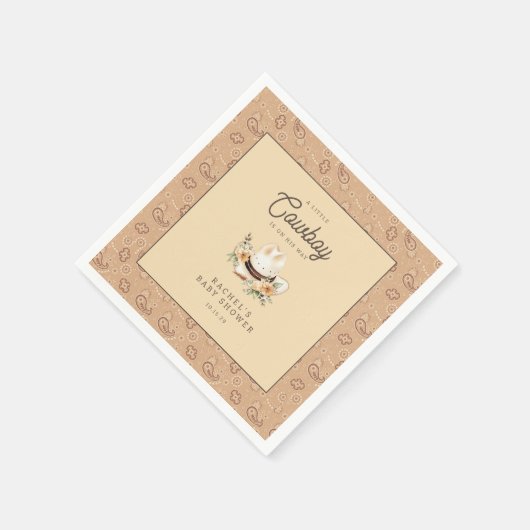 小さなカウボーイウェスタン男の赤ちゃんベビーシャワー スタンダードカクテルナプキン (角)